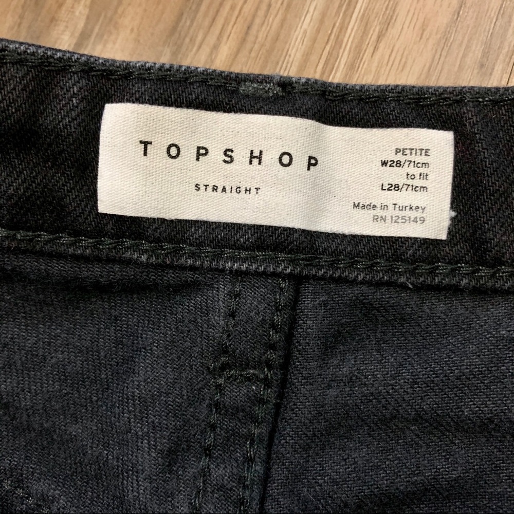 Topshop high waisted straight leg raw hem jeans 28 - Picture 8 of 9